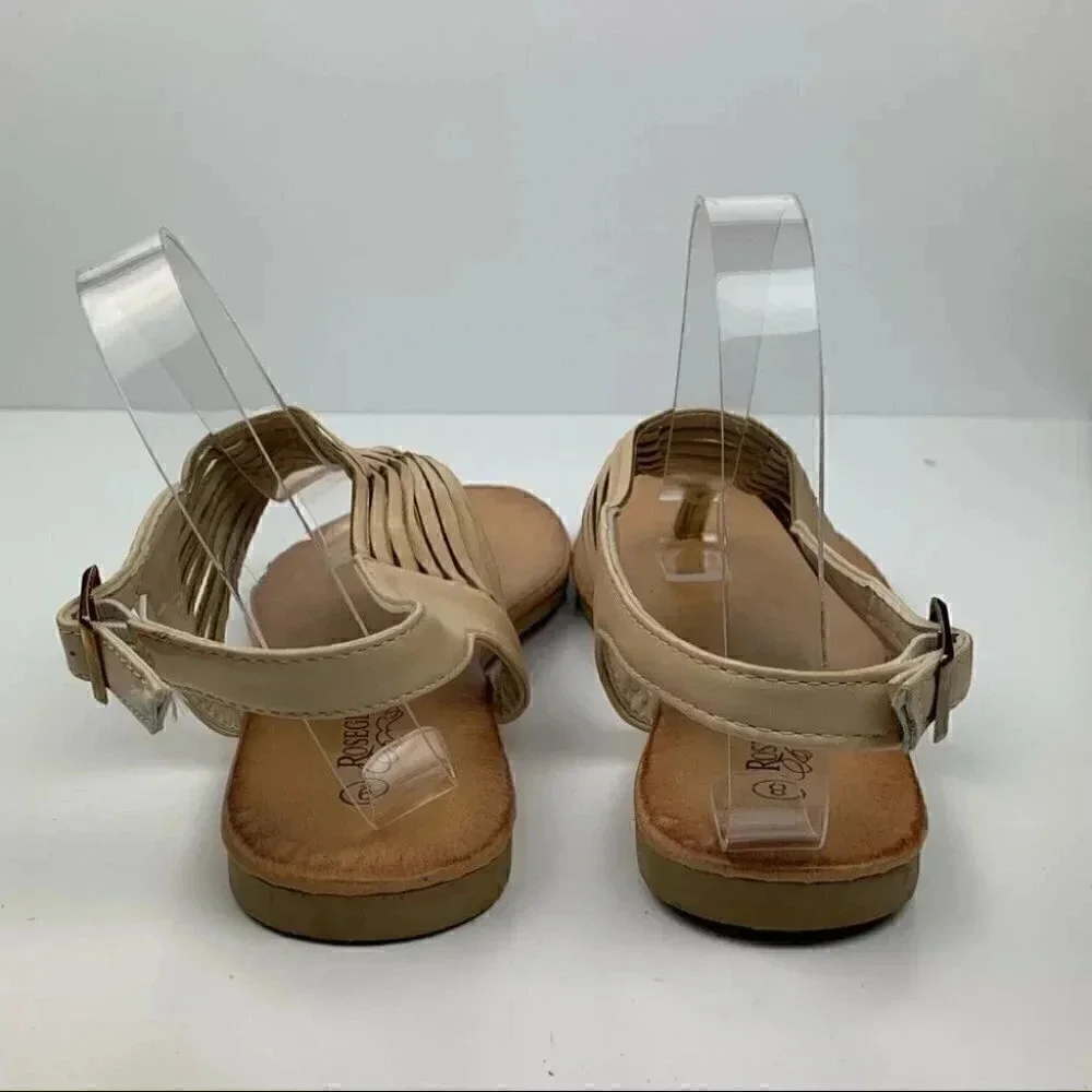 Rosegal womens sandals size 8 beige faux leather fish one t-strap thong